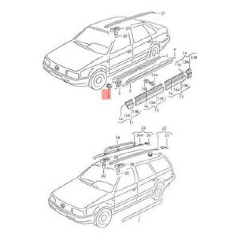 Clips de prindere pentru prag lateral VW Passat, original VW