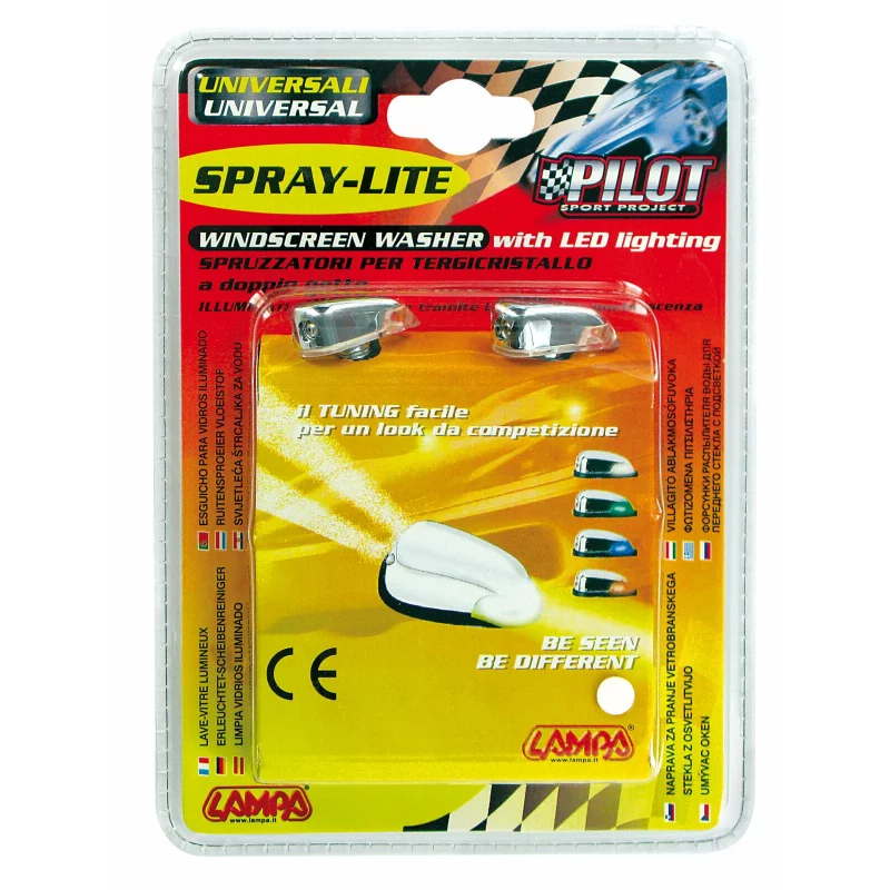 Set diuze spalator parbriz Spray-Lite cu LED alb 12V, universale