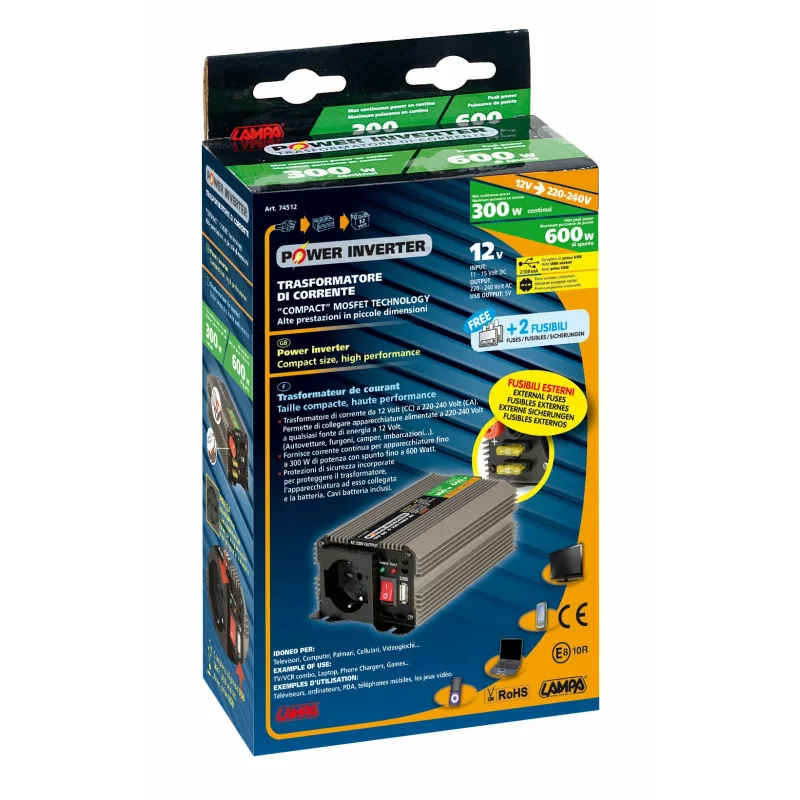 Invertor auto 12V la 220V 300W cu protectie termica si carcasa aluminiu