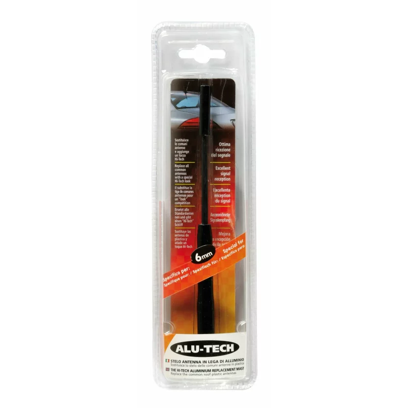Vergea antenă auto Alu-Tech din aluminiu, 6 mm, negru, pentru Fiat/Lancia/Alfa Romeo