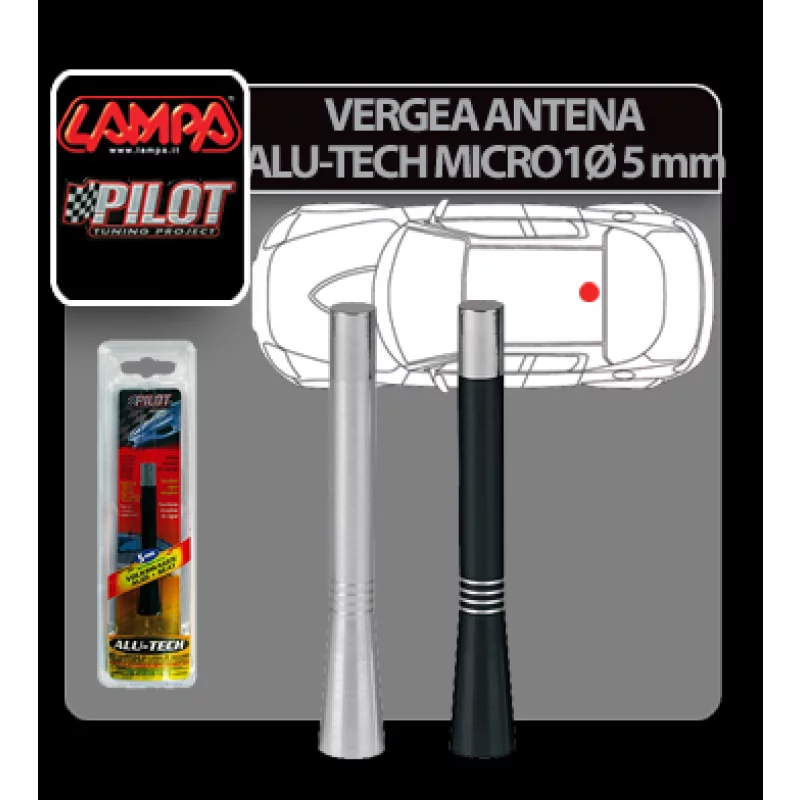 Vergea antena auto din aluminiu Alu-Tech Micro 1, 5 mm, neagra