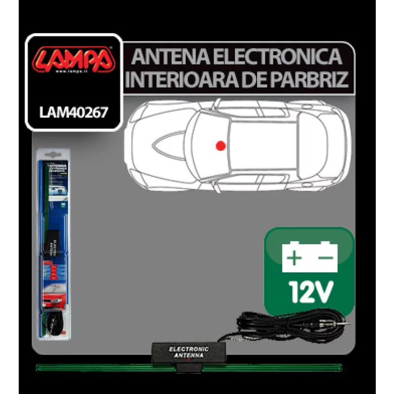 Antena auto electronica interioara de parbriz Lampa 12V cu amplificator