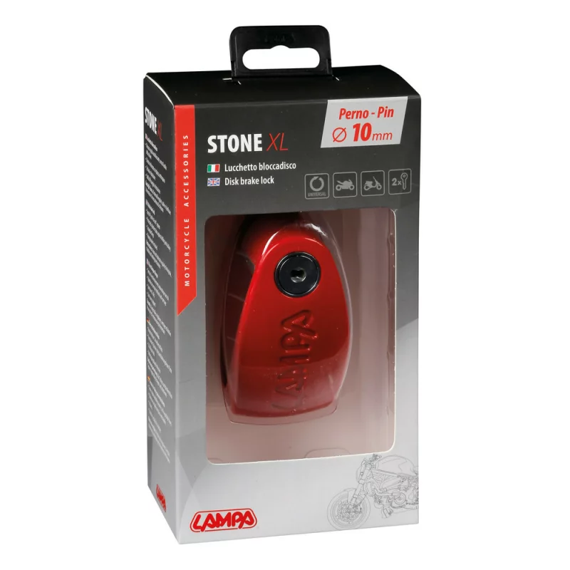 Antifurt pentru disc de frână motocicletă Stone XL, bolt Ø10 mm, roșu