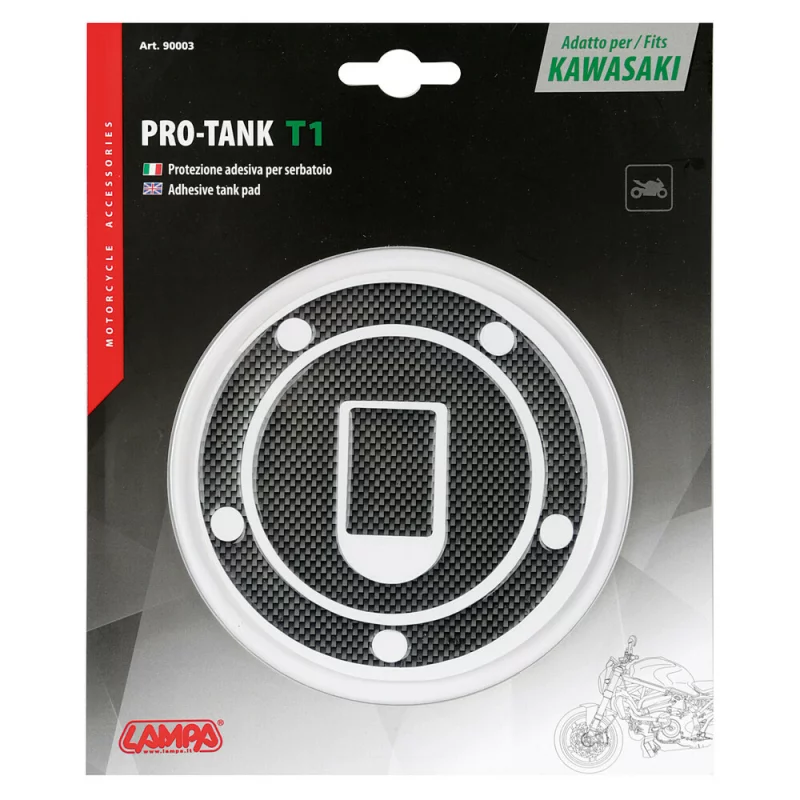 Autocolant protector buson rezervor motocicletă Kawasaki, carbon, 5 găuri