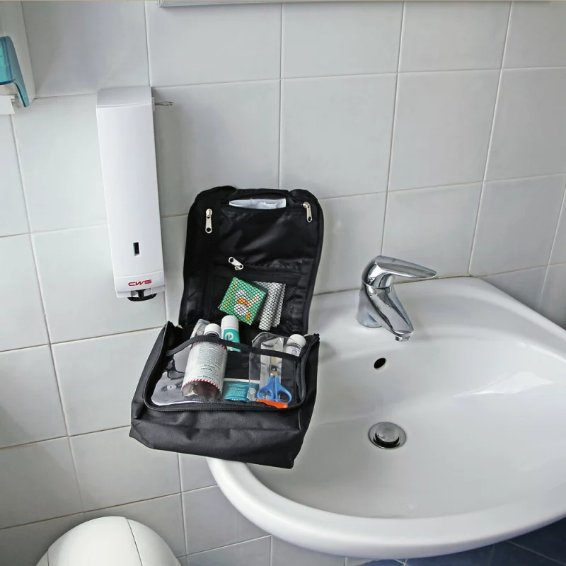 Geanta organizatoare de voiaj cu carlig pentru cosmetice, 21x24 cm