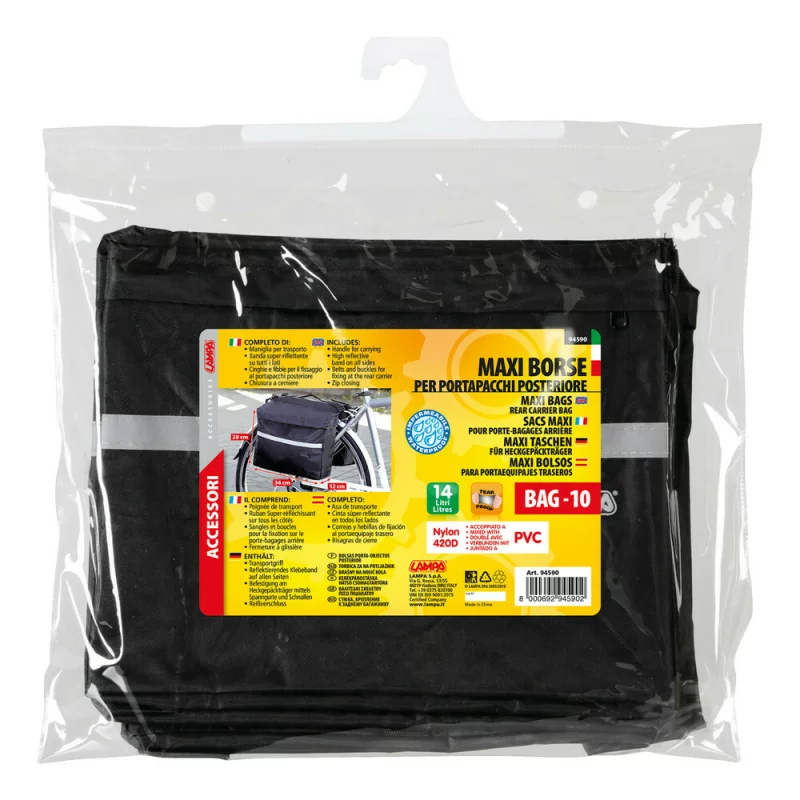 Geanta dubla pentru portbagaj spate bicicleta Lampa Maxi BAG-10, 14L