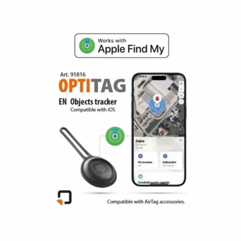 Localizator obiecte Opti Tag compatibil Apple Find My, negru