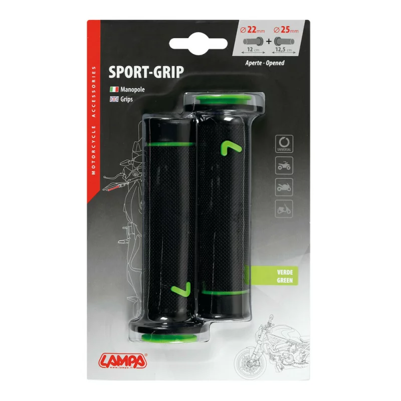 Mânere ghidon moto universale Sport-Grip, 2 bucăți, negru/verde