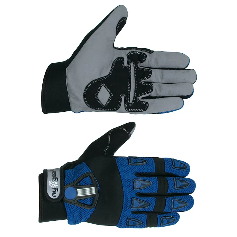 Manusi moto de competitii Tough, marimea M, albastre/gri, cu protectie antisoc