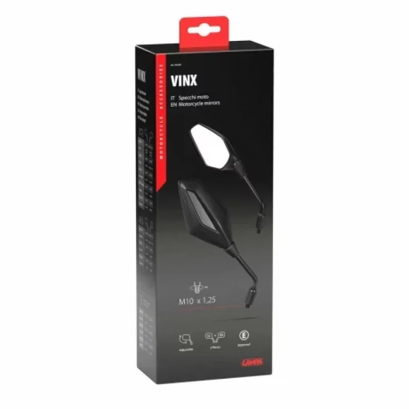 Oglinzi retrovizoare moto Vinx, reglabile, negre, M10x1,25, set 2 buc