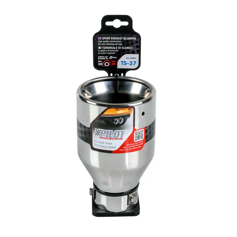 Ornament tobă eșapament TS-37 din oțel inoxidabil lustruit, 38-49 mm