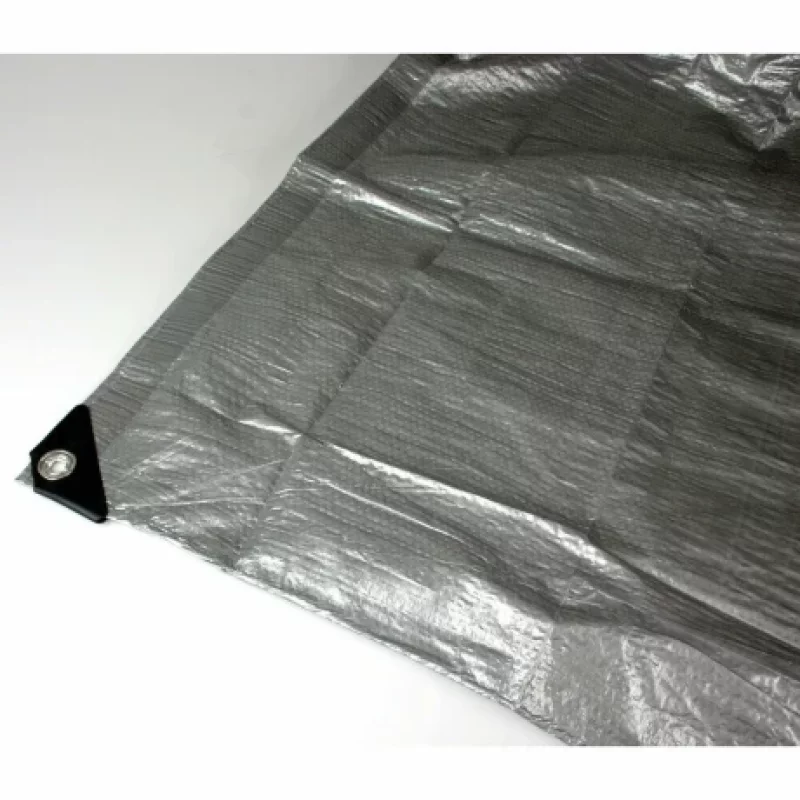 Prelată din polietilenă 2x2 m, gri, cu inele metalice și margini întărite