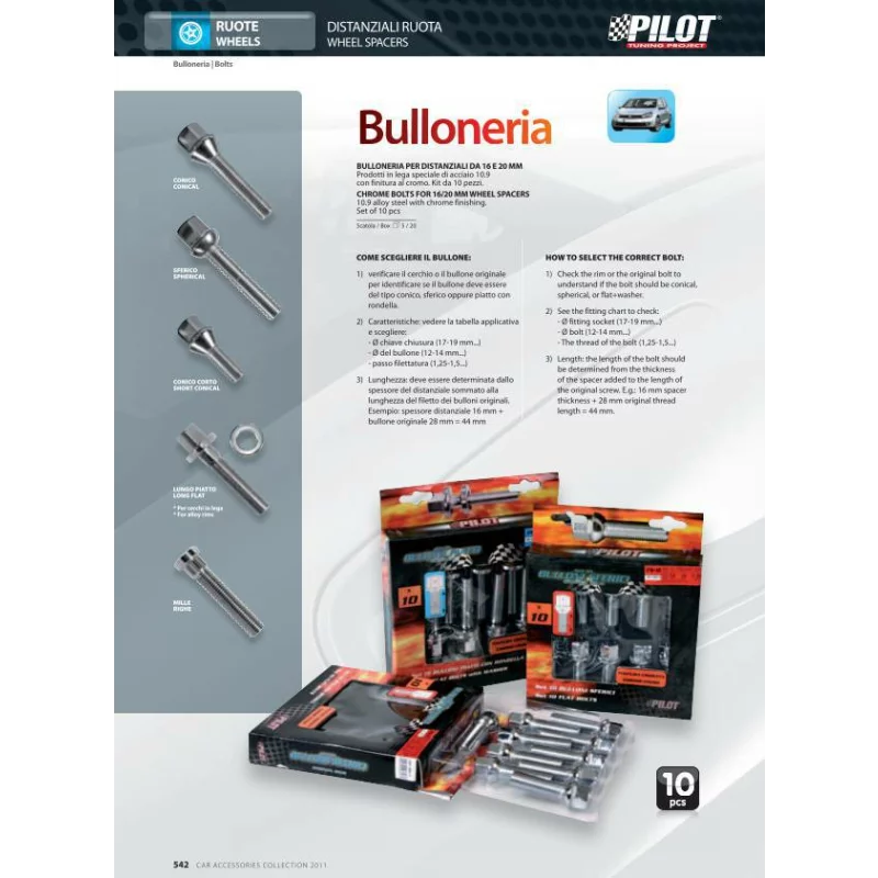 Set 10 prezoane jante conice M12x1,25 din otel aliat cromat