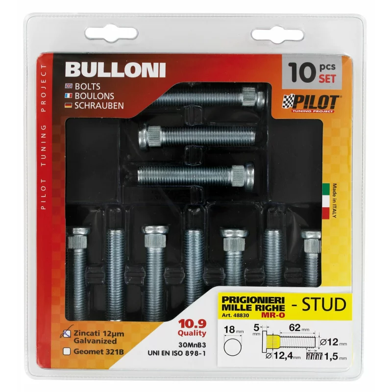 Prezoane jante cu caneluri M12x1.5, 62 mm, set 10 buc pentru roti originale