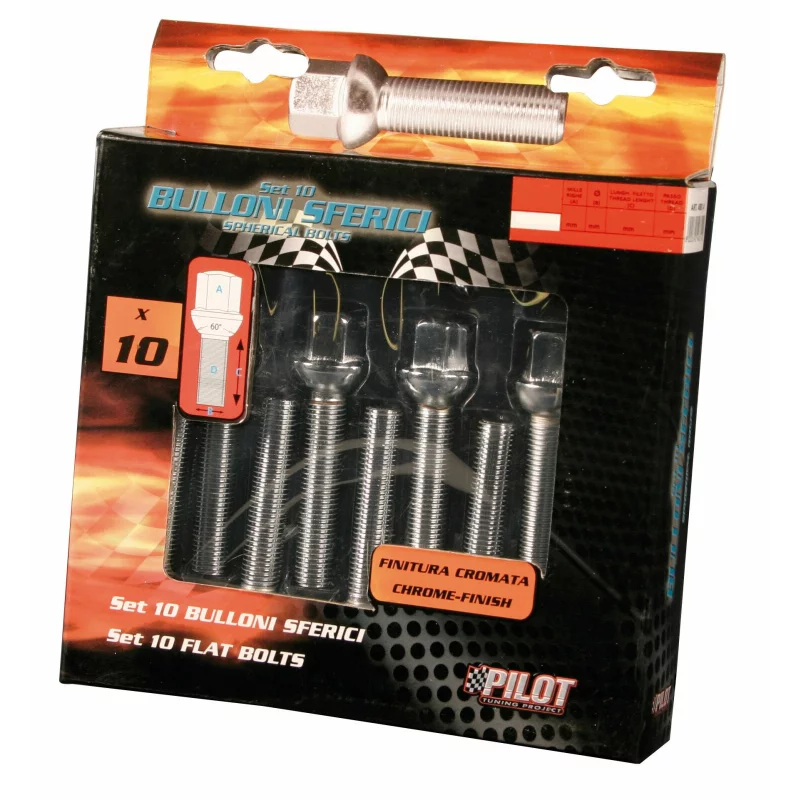 Set 10 prezoane jante sferice M14x1,5 R12 pentru jante aftermarket