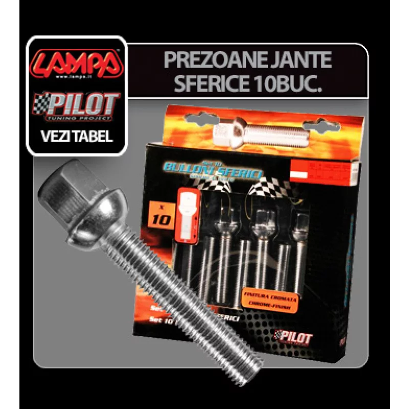 Set 10 prezoane jante sferice M12x1,5 R12 pentru roti originale