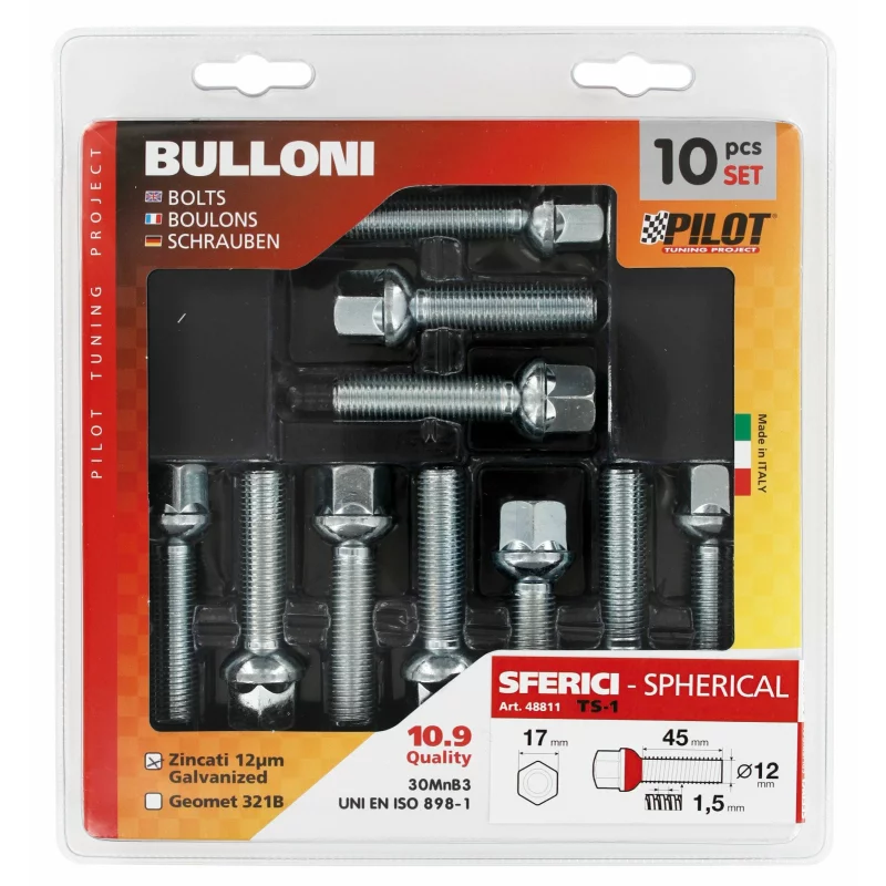 Set 10 prezoane jante sferice M12x1,5 R12 pentru roti originale