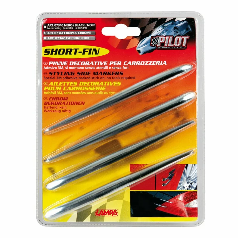 Set aripioare auto pentru styling exterior, crom, 4 buc, 140 mm