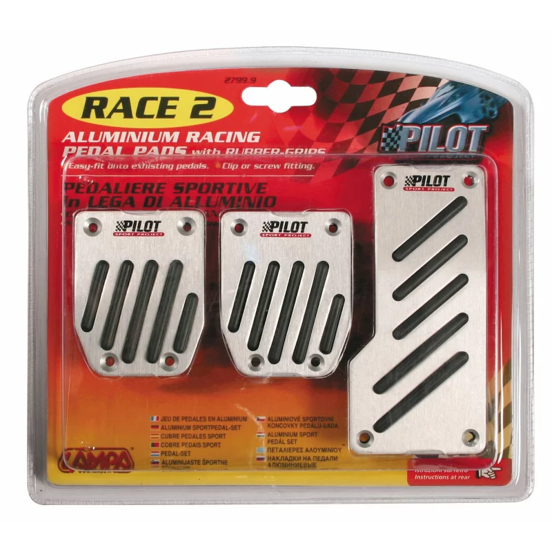 Acoperitori pedale auto Race 2 din aluminiu cu inserții antiderapante