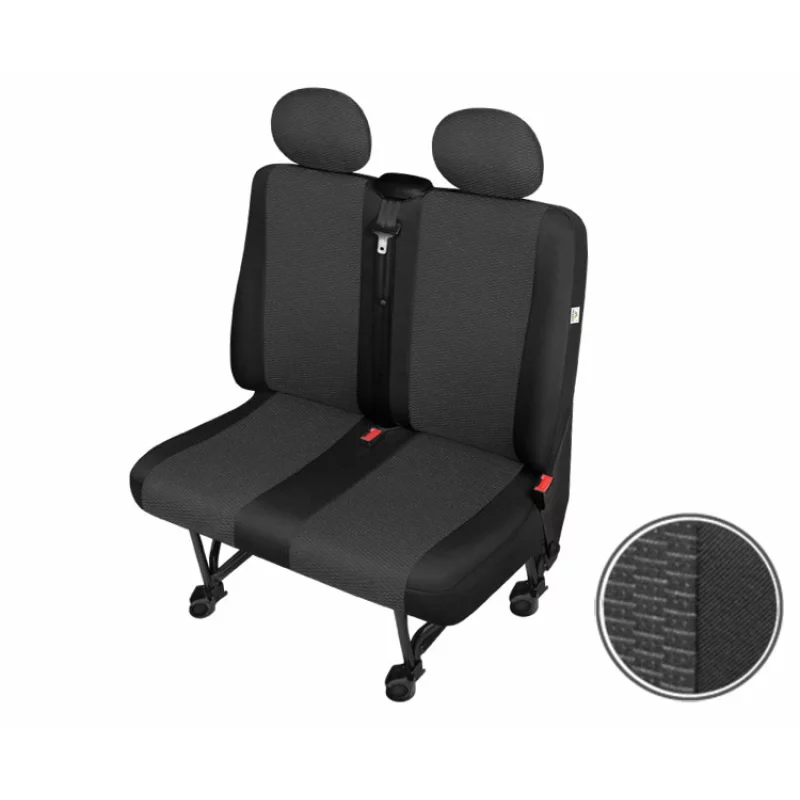 Huse scaun duble furgonetă Ares DV2-XL, 2 locuri, negru/gri