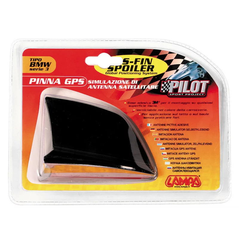 Imitație antenă GPS auto Fin Spoiler 2, negru, montaj cu adeziv 3M