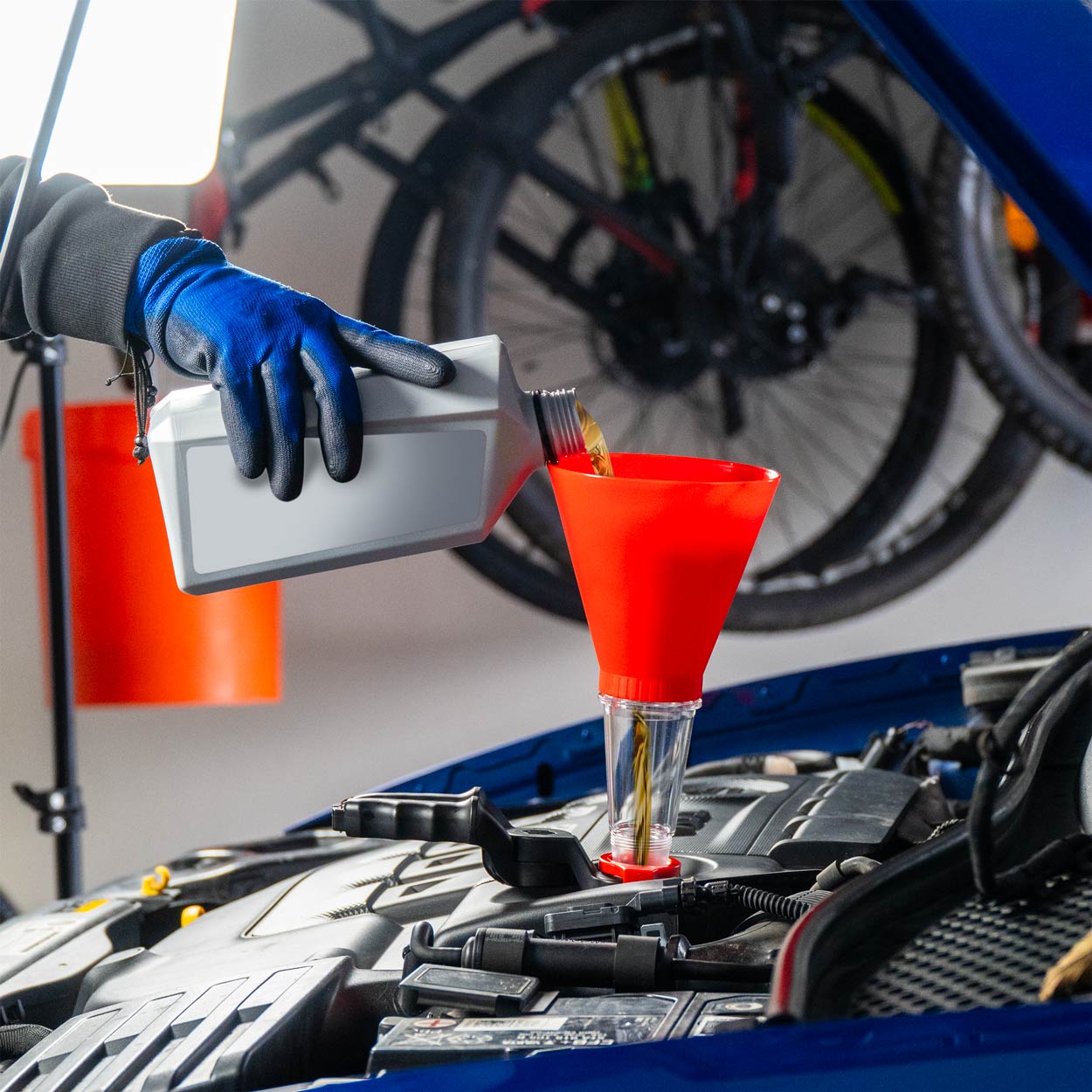 Palnie pentru ulei de motor cu suport automat, 125 mm, AMIO