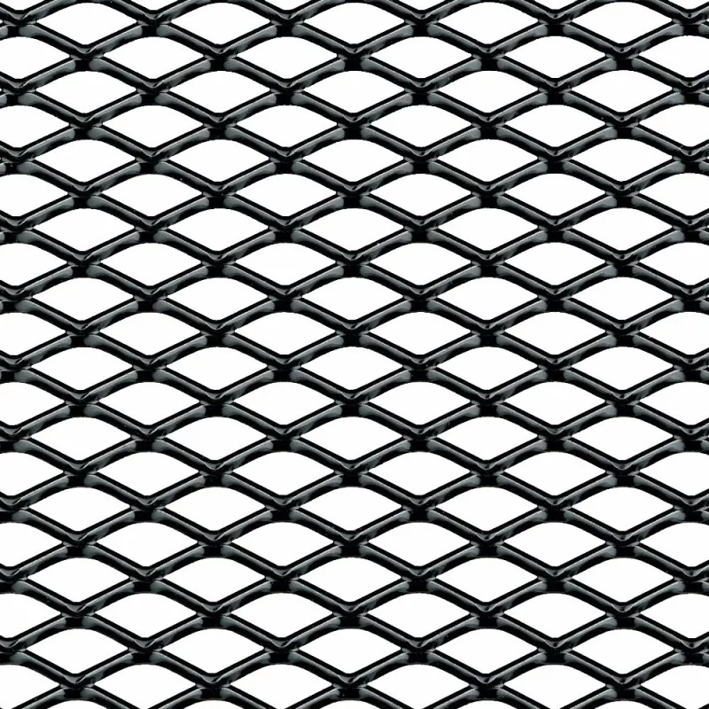 Plasă grilă spoiler Racing din aluminiu, 120x20 cm, ochi 6x12 mm, negru anodizat