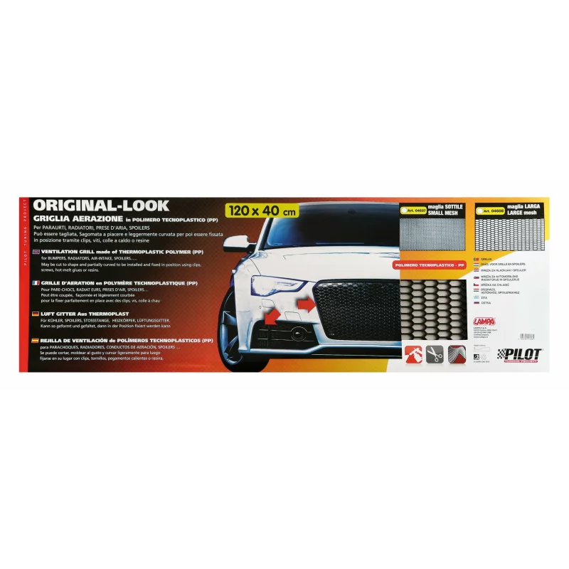 Plasă grilă spoiler auto din plastic negru, hexagon mare 15x35 mm, 120x40 cm