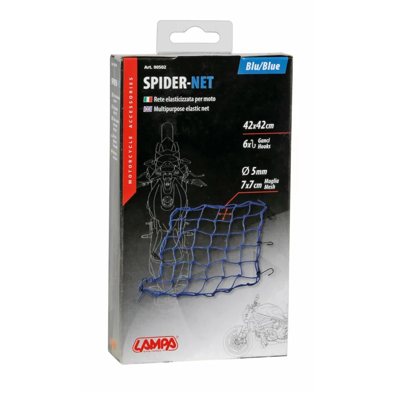 Plasa elastica pentru fixat bagaje Spider 42x42 cm, albastra