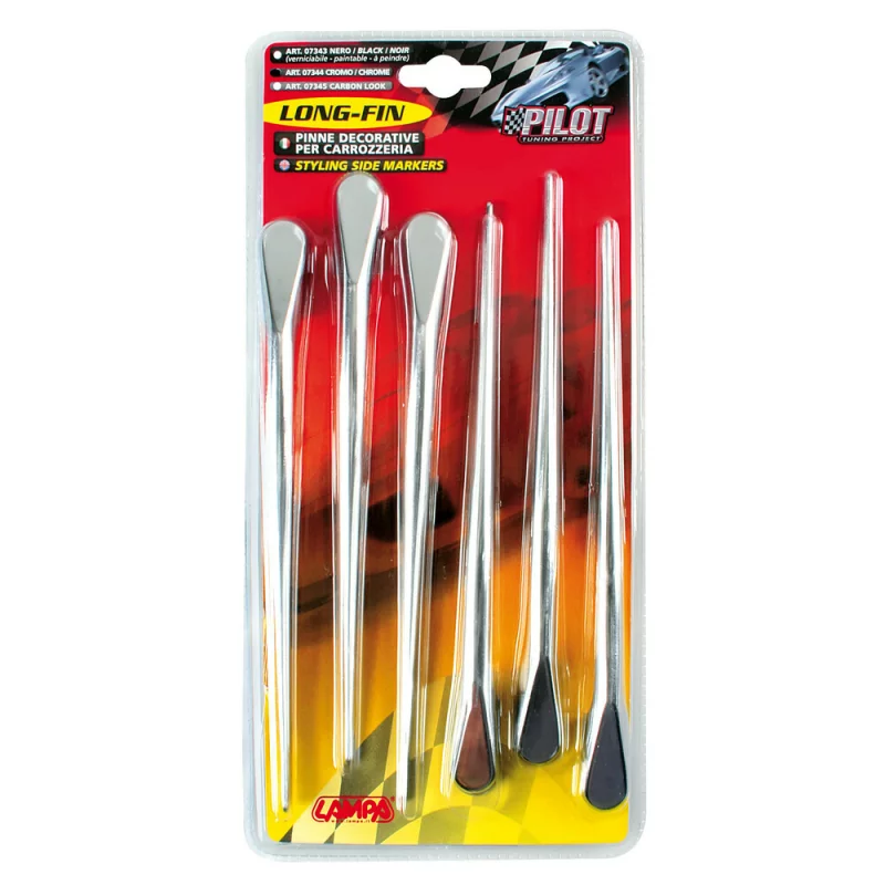 Set aripioare auto pentru styling exterior Long-Fin, crom, 223 mm, 4 buc