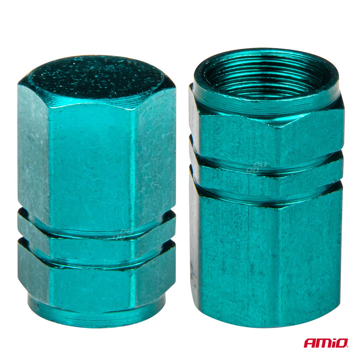 Set 4 capace ventil din aluminiu verde pentru masina, bicicleta si moto
