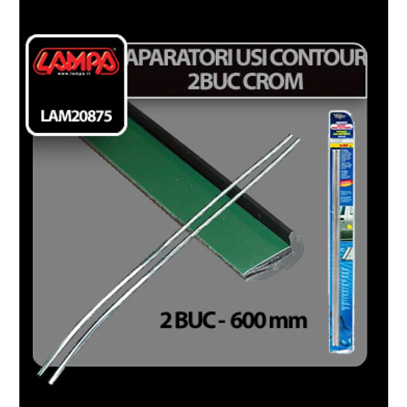 Apărători pentru uși auto Contour 5 cromate, 600 mm, set 2 bucăți