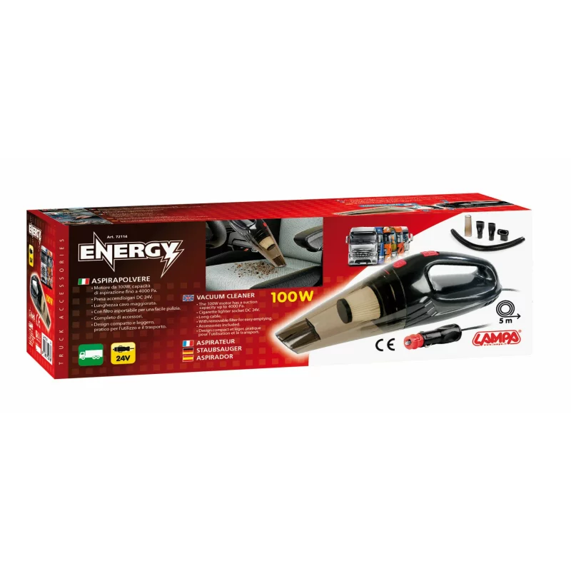 Aspirator pentru camion 24V 100W cu accesorii si cablu 5 m