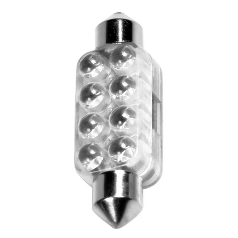 Bec LED sofit 12V verde, 8 LED, 13x44 mm, pentru plafoniera si numar