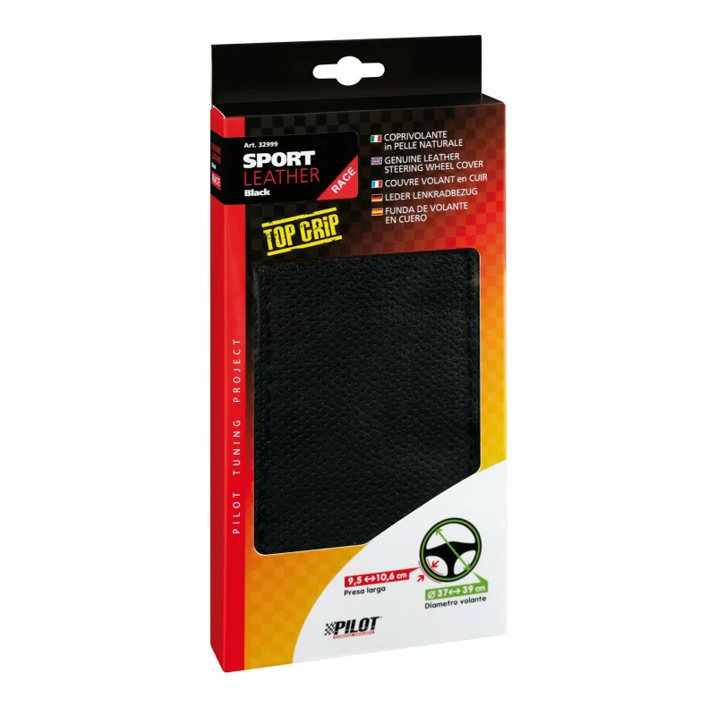 Husă volan din piele Sport Lampa, mărimea L, 37-39 cm, negru