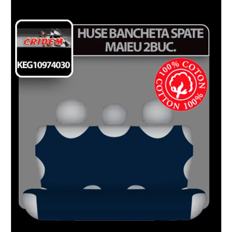 Huse bancheta spate auto tip maieu, 2 bucati, albastru inchis