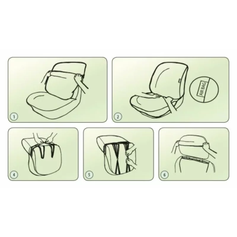 Huse scaun fata XL Solid, set 2 buc, compatibile Airbag, negre