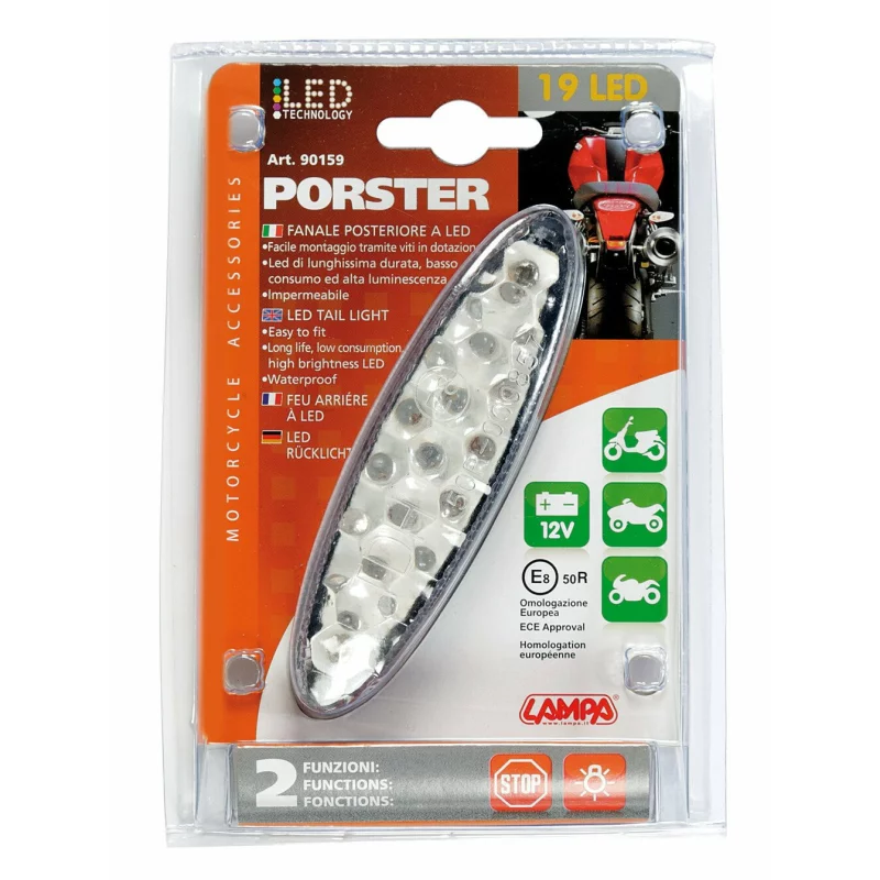Lampa stop LED Porster 12V cu 2 functii, impermeabila, omologare E8
