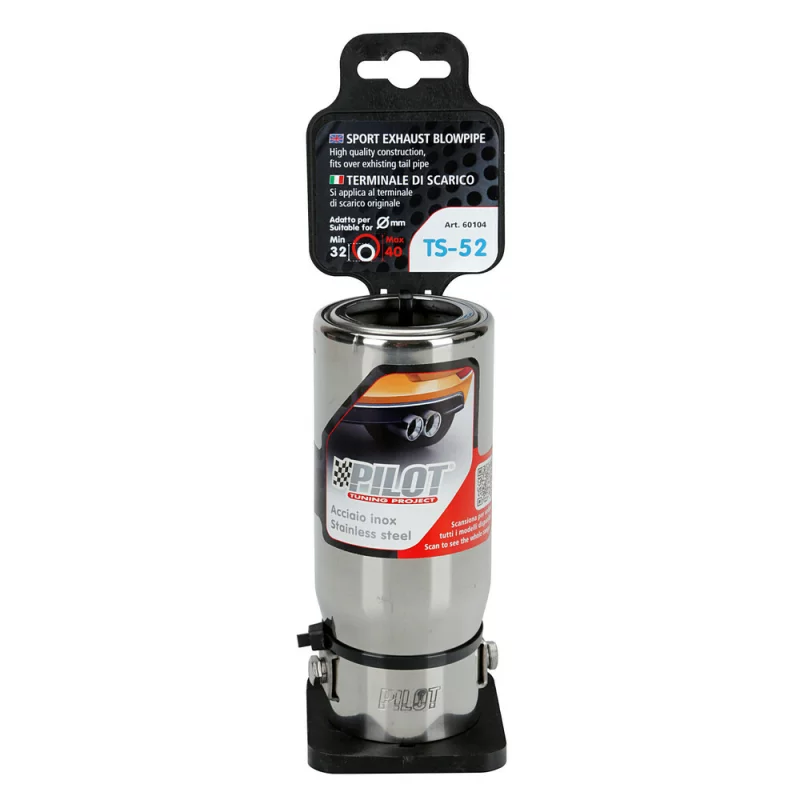 Ornament tobă eșapament TS-52 din inox lustruit, racord 32-40 mm