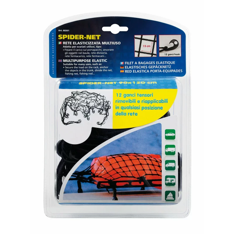 Plasă elastică pentru fixarea bagajelor 90x120 cm cu 12 cârlige Spider-Net