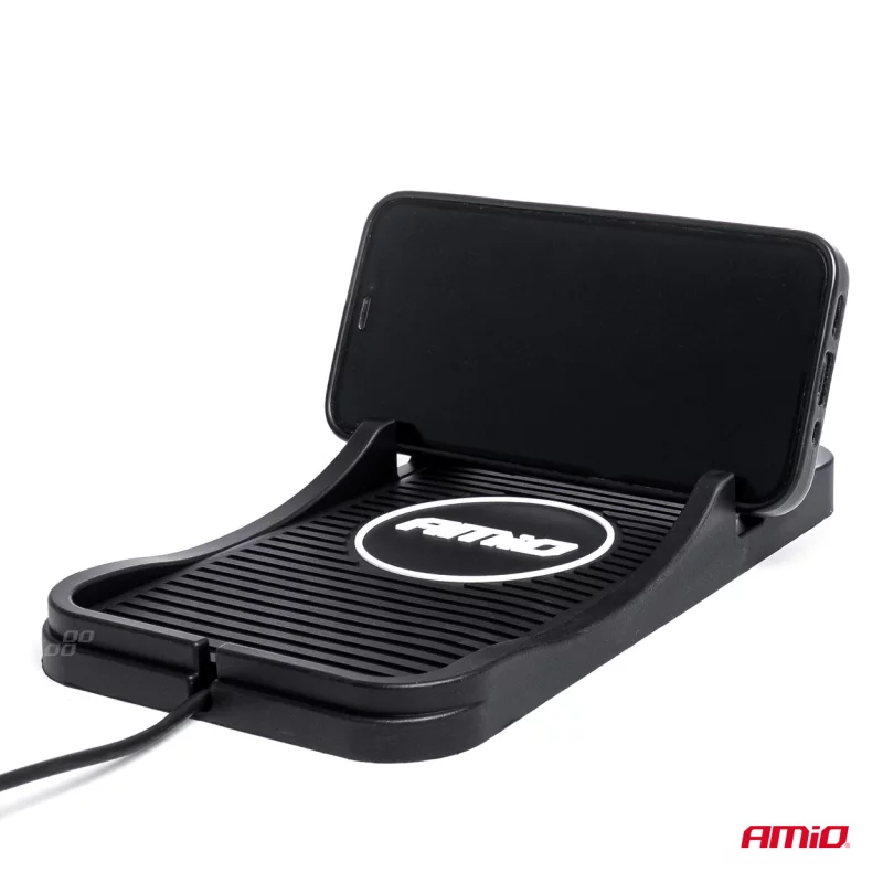 Suport telefon mobil / covoras bord din silicon cu incarcare wireless 15W Amio