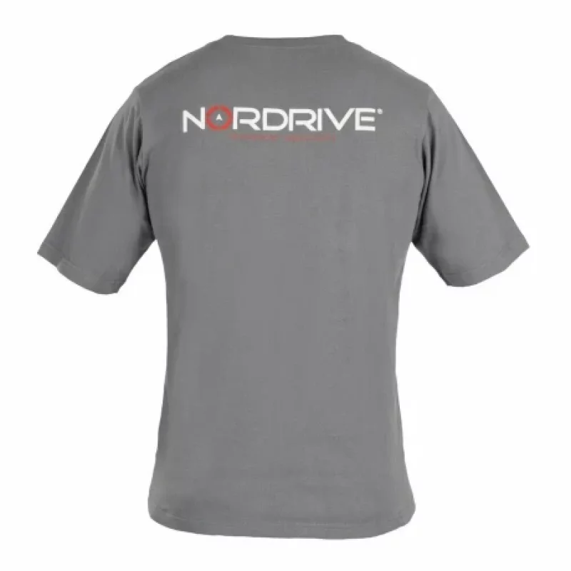 Tricou Nordrive gri din bumbac 100%, marimea M, cu logo imprimat