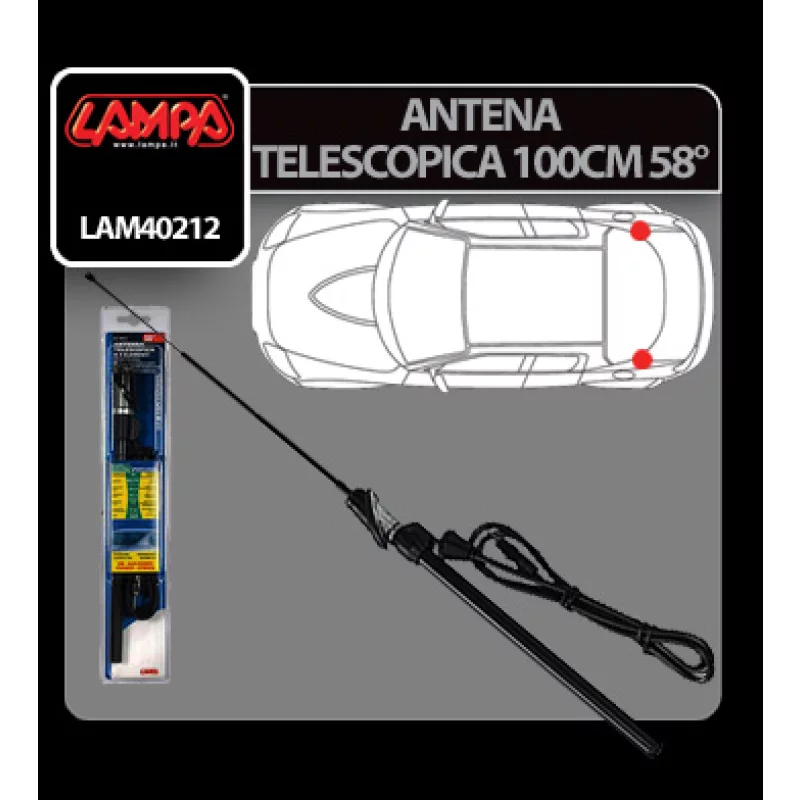 Antena auto telescopica Lampa 100 cm, unghi fix 58°, montaj personalizat