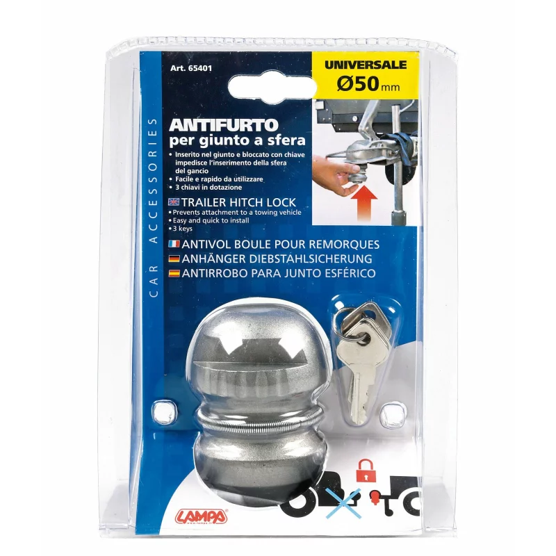 Antifurt remorcă universal pentru nucă de cârlig Ø50 mm, cu 2 chei