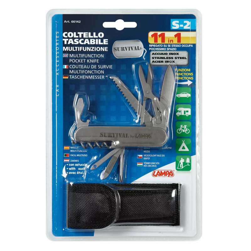 Briceag multifuncțional 11 în 1 pentru supraviețuire, cu husă