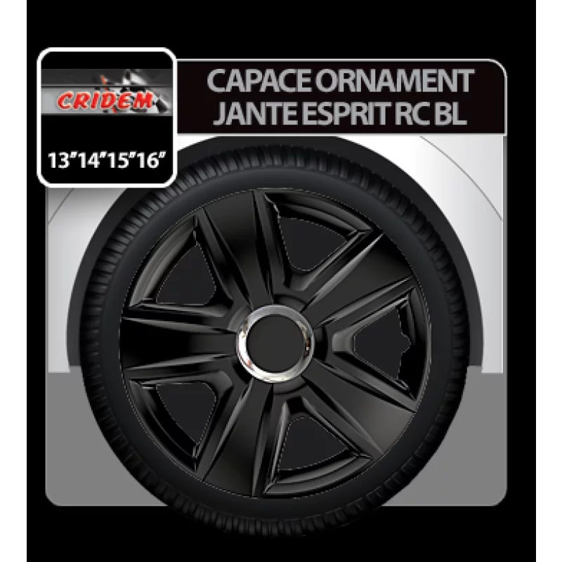 Set capace roti auto 14 inch Cridem Esprit RC negre, 4 bucati
