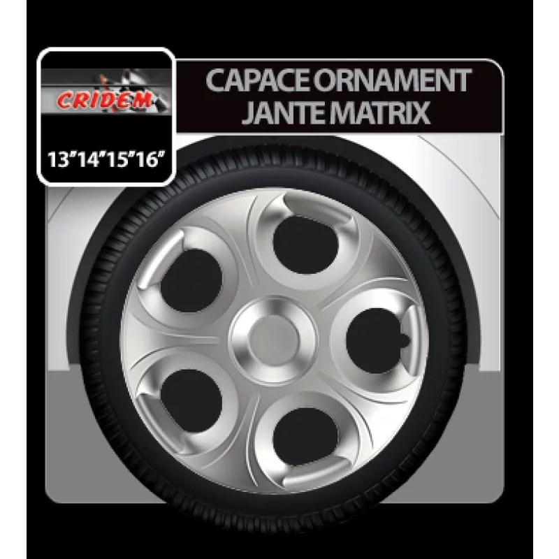 Set capace roti auto Matrix 15 inch, argintii, 4 buc, ABS rezistent