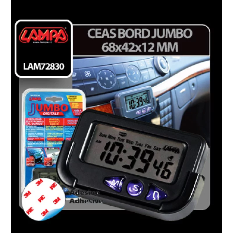 Ceas de bord digital Jumbo cu display LCD mare si suport reglabil