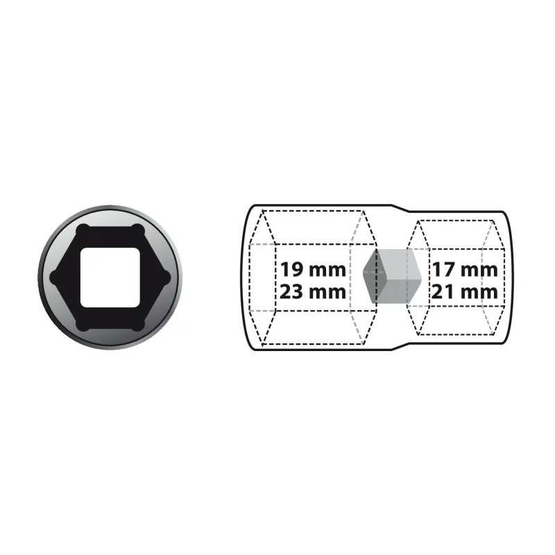 Cheie în cruce pentru desurubat prezoane roți cu adaptoare 17-23 mm Genio