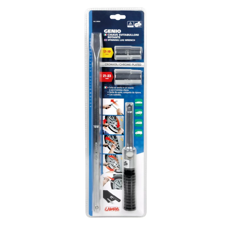 Cheie în cruce pentru desurubat prezoane roți cu adaptoare 17-23 mm Genio